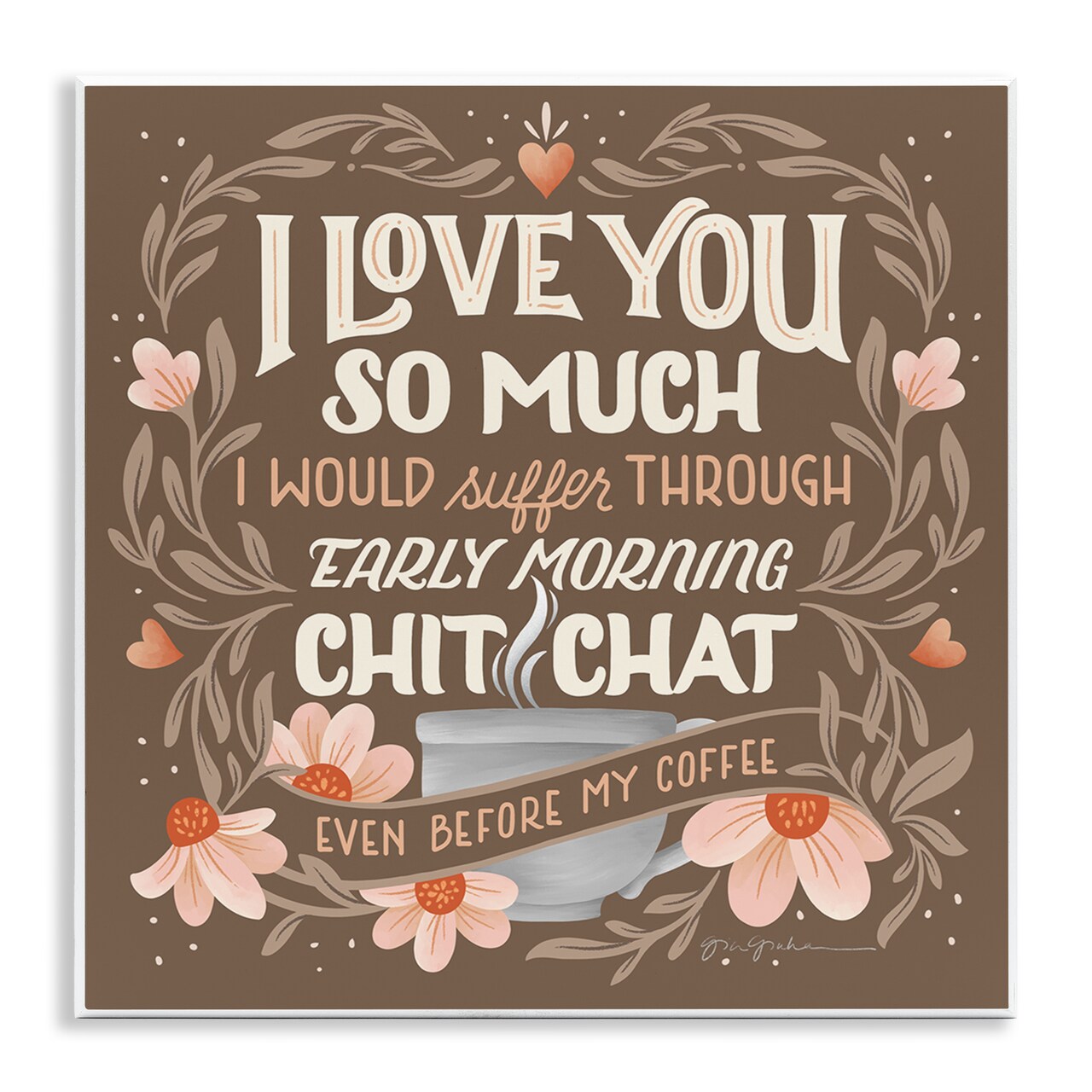 Stupell Industries Chat Before Coffee Humor Wall Plaque Art Design by Gia Graham